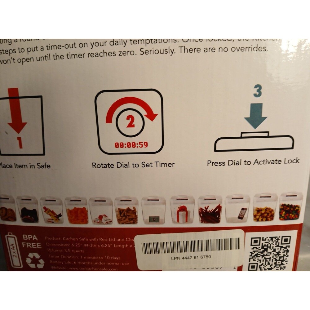 Kitchen SafeTime Locking Temptations-Cellphone Money RED Lid Clear Base 3.5 qt - Picture 10 of 16